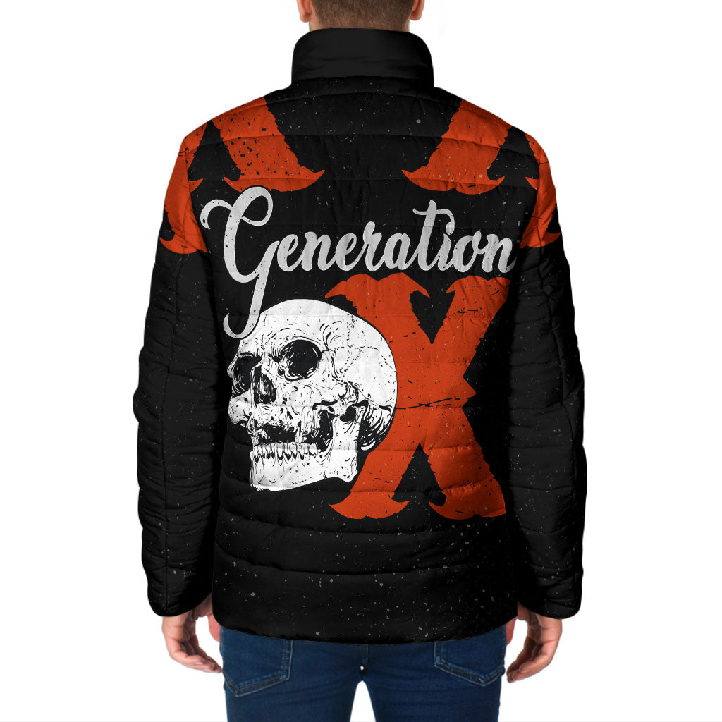 Generation X Skull Padded Jacket Retro Distressed Grunge Edgy Nostalgia
