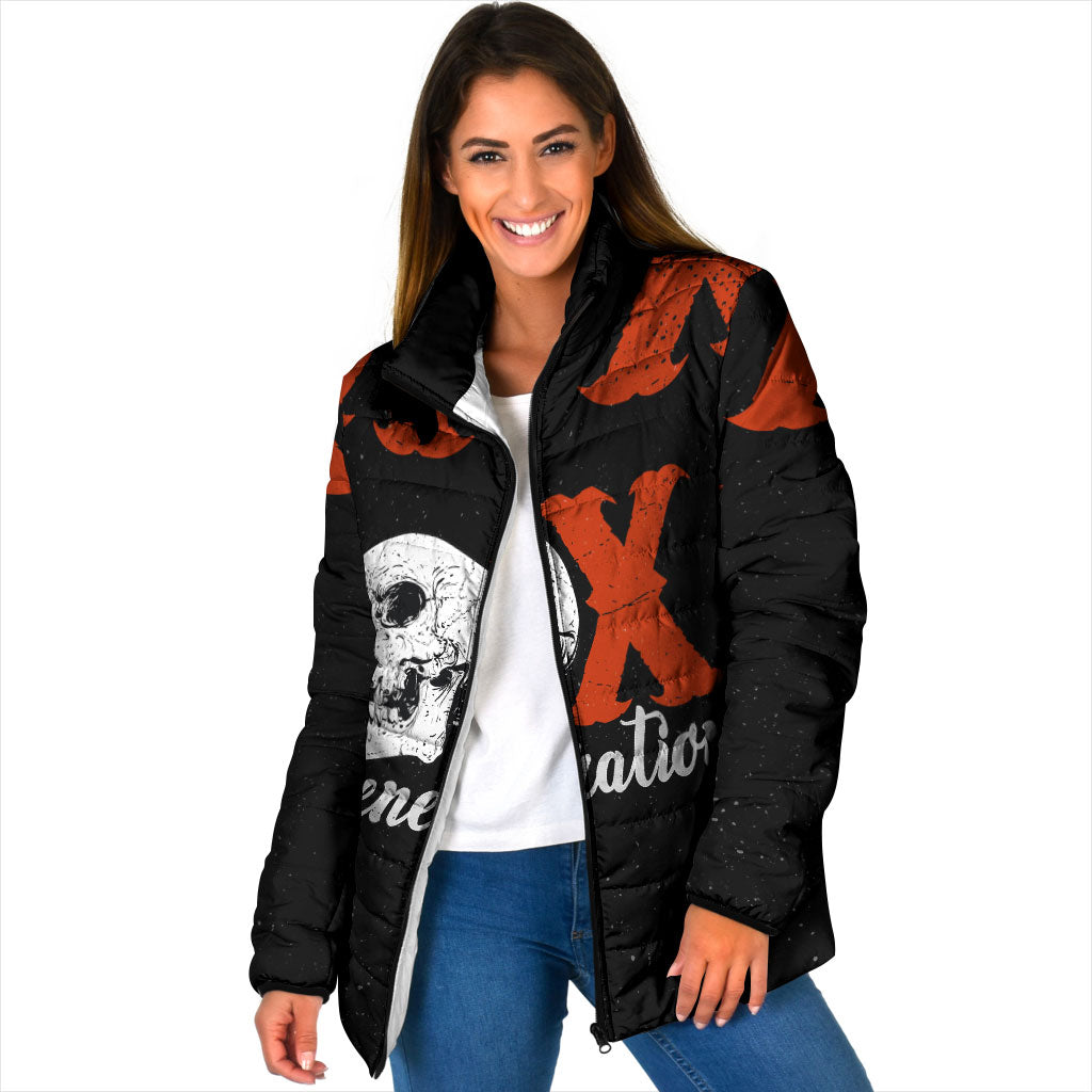 Generation X Skull Padded Jacket Retro Distressed Grunge Edgy Nostalgia