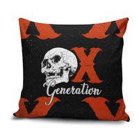 Generation X Skull Pillow Cover Retro Distressed Grunge Edgy Nostalgia