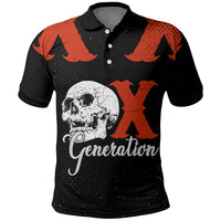 Generation X Skull Polo Shirt Retro Distressed Grunge Edgy Nostalgia