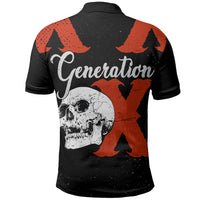 Generation X Skull Polo Shirt Retro Distressed Grunge Edgy Nostalgia
