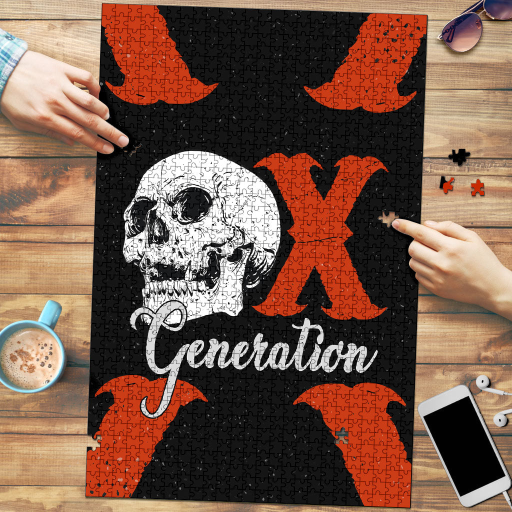 Generation X Skull Puzzle Retro Distressed Grunge Edgy Nostalgia