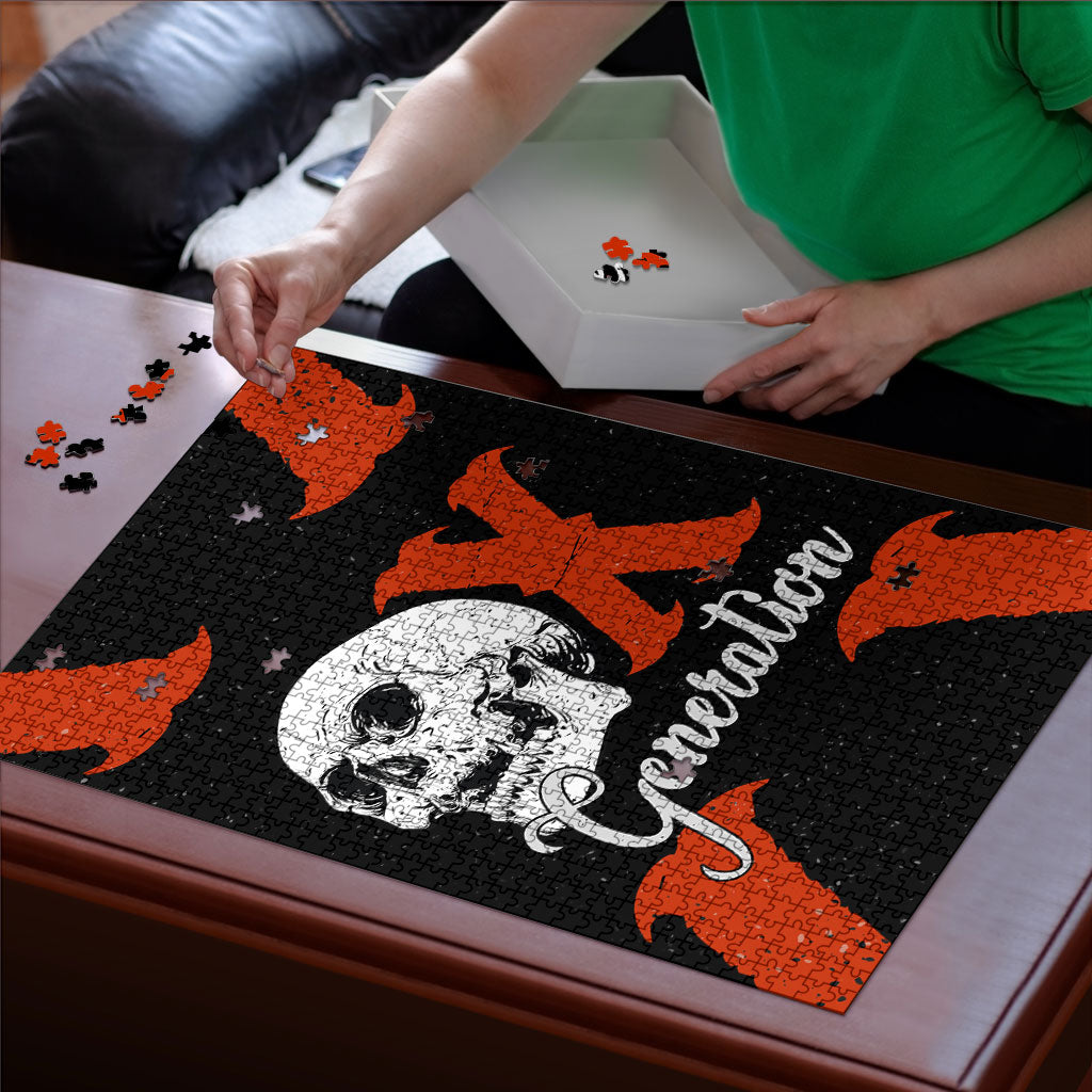Generation X Skull Puzzle Retro Distressed Grunge Edgy Nostalgia