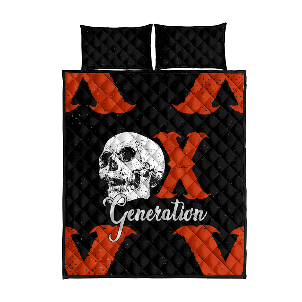 Generation X Skull Quilt Bed Set Retro Distressed Grunge Edgy Nostalgia