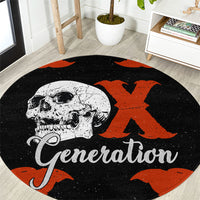 Generation X Skull Round Carpet Retro Distressed Grunge Edgy Nostalgia