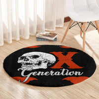 Generation X Skull Round Carpet Retro Distressed Grunge Edgy Nostalgia