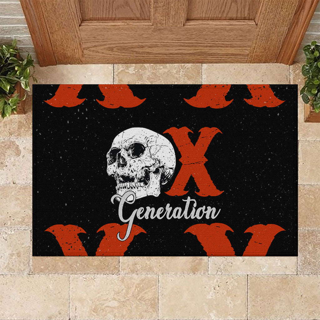 Generation X Skull Rubber Doormat Retro Distressed Grunge Edgy Nostalgia
