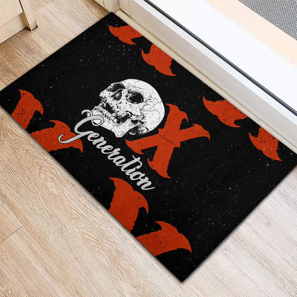 Generation X Skull Rubber Doormat Retro Distressed Grunge Edgy Nostalgia