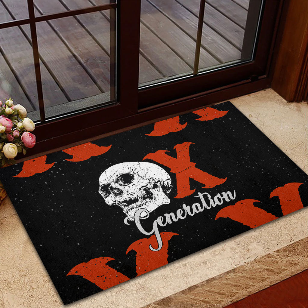 Generation X Skull Rubber Doormat Retro Distressed Grunge Edgy Nostalgia