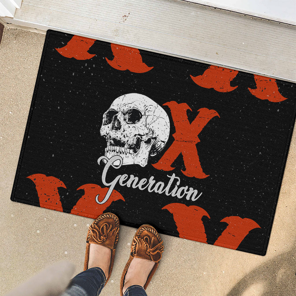 Generation X Skull Rubber Doormat Retro Distressed Grunge Edgy Nostalgia