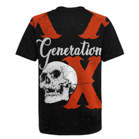 Generation X Skull Rugby Jersey Retro Distressed Grunge Edgy Nostalgia