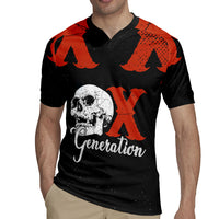 Generation X Skull Rugby Jersey Retro Distressed Grunge Edgy Nostalgia