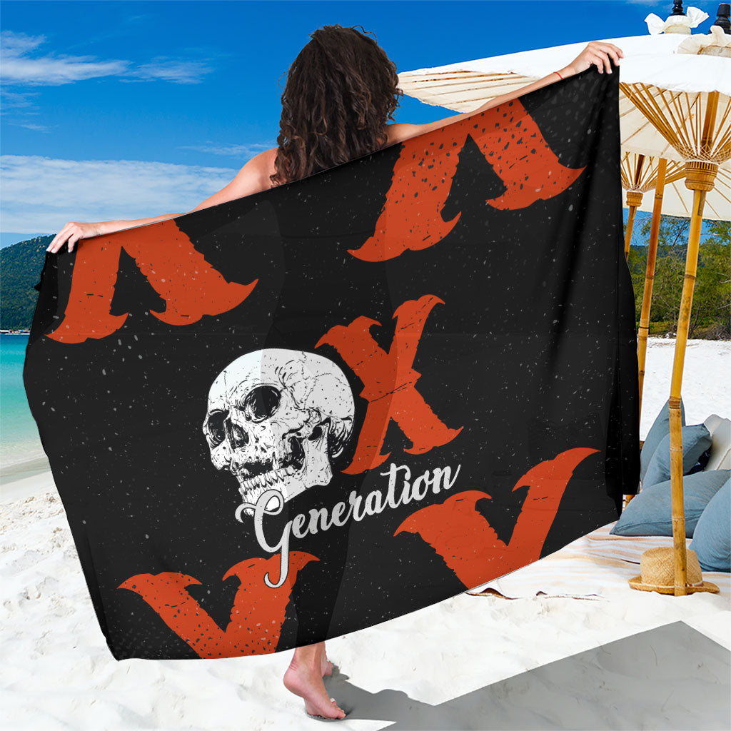Generation X Skull Sarong Retro Distressed Grunge Edgy Nostalgia