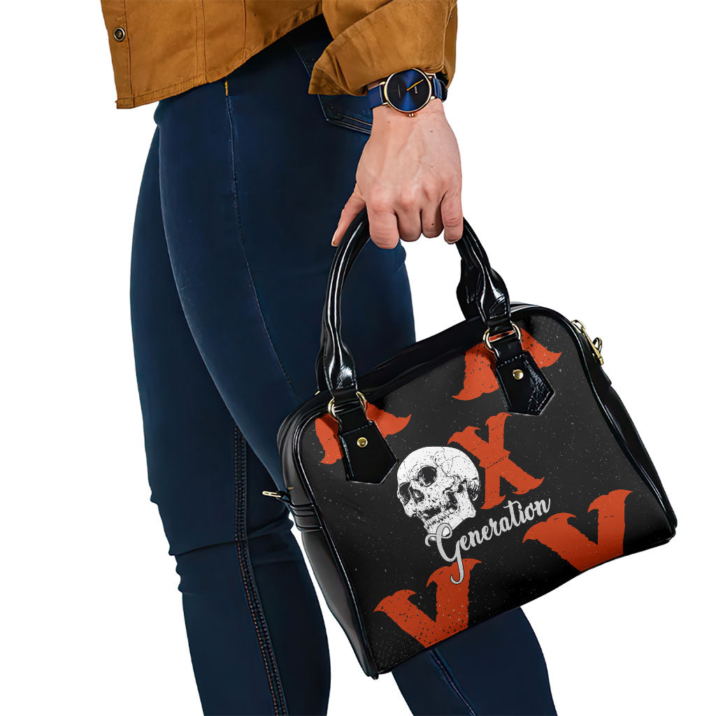 Generation X Skull Shoulder Handbag Retro Distressed Grunge Edgy Nostalgia
