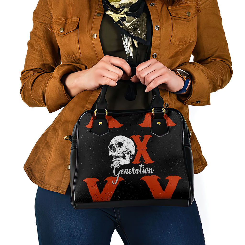Generation X Skull Shoulder Handbag Retro Distressed Grunge Edgy Nostalgia