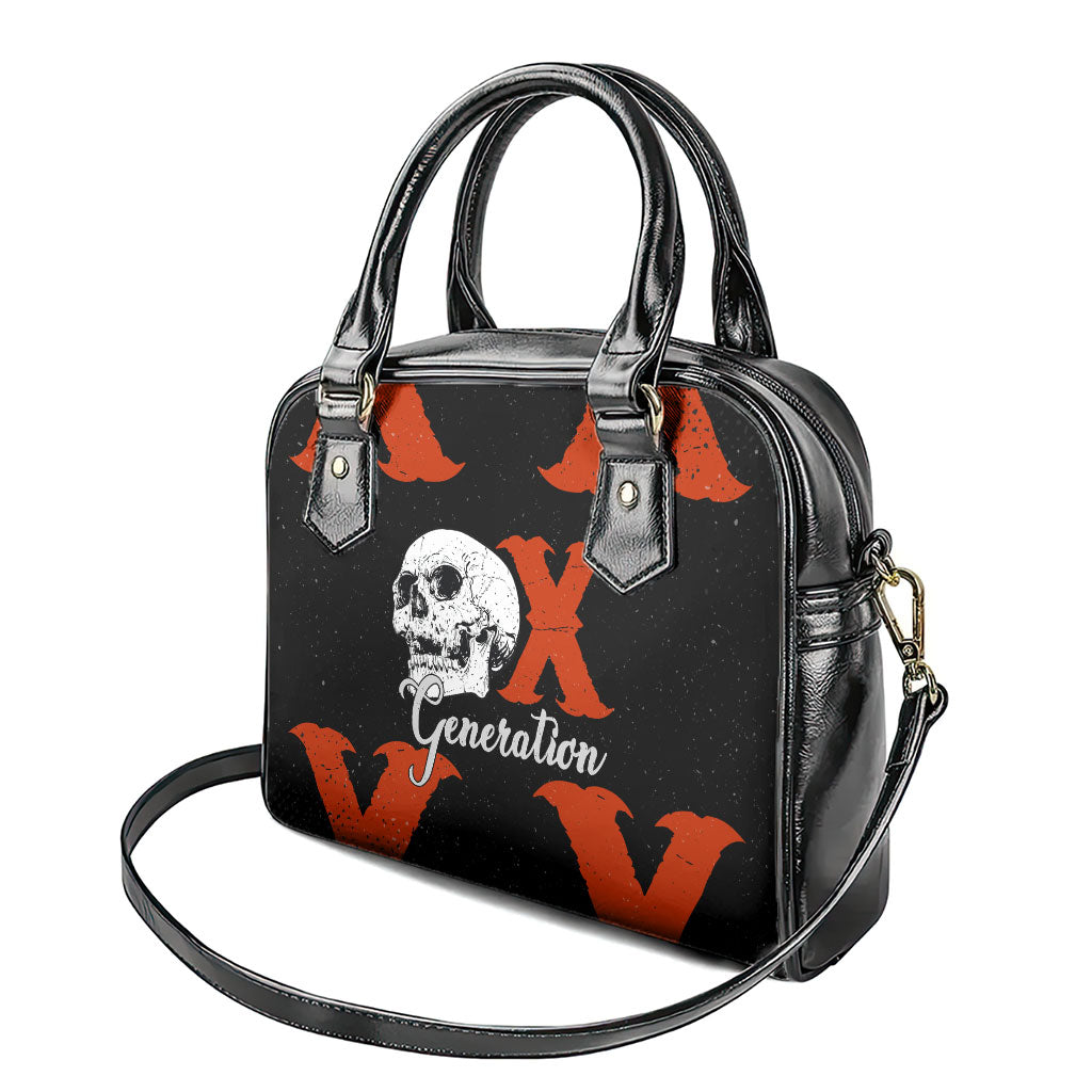 Generation X Skull Shoulder Handbag Retro Distressed Grunge Edgy Nostalgia