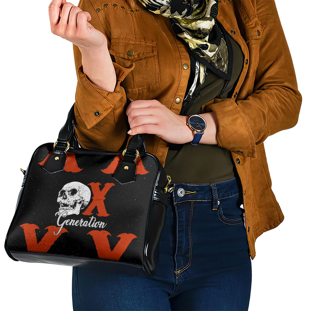 Generation X Skull Shoulder Handbag Retro Distressed Grunge Edgy Nostalgia