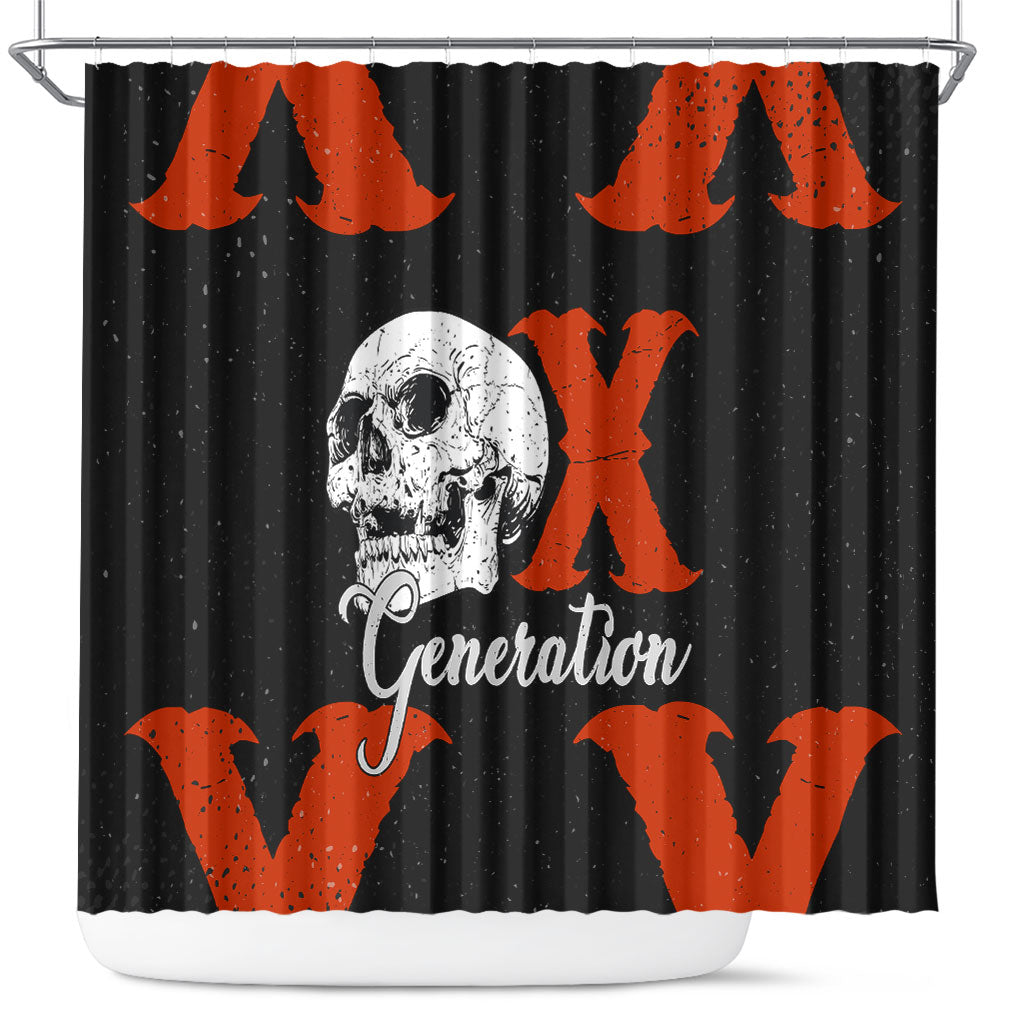 Generation X Skull Shower Curtain Retro Distressed Grunge Edgy Nostalgia