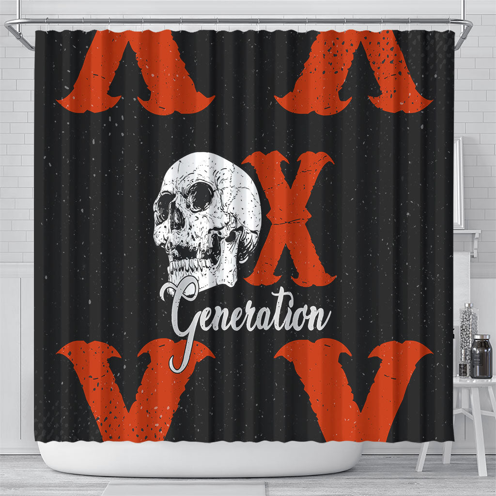 Generation X Skull Shower Curtain Retro Distressed Grunge Edgy Nostalgia