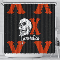 Generation X Skull Shower Curtain Retro Distressed Grunge Edgy Nostalgia