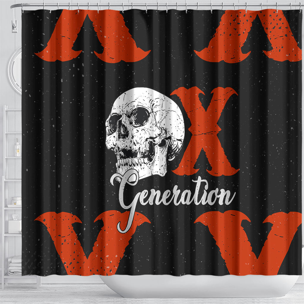 Generation X Skull Shower Curtain Retro Distressed Grunge Edgy Nostalgia