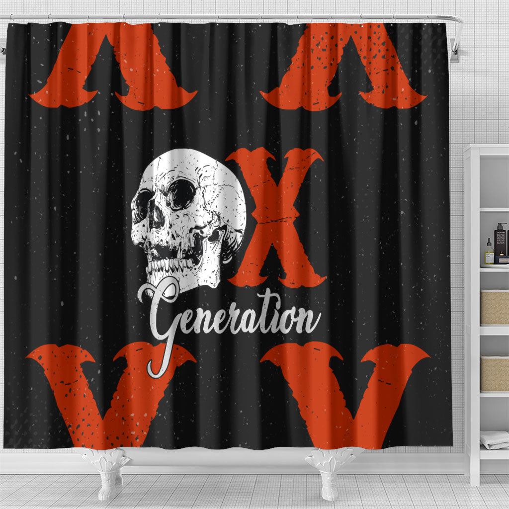 Generation X Skull Shower Curtain Retro Distressed Grunge Edgy Nostalgia