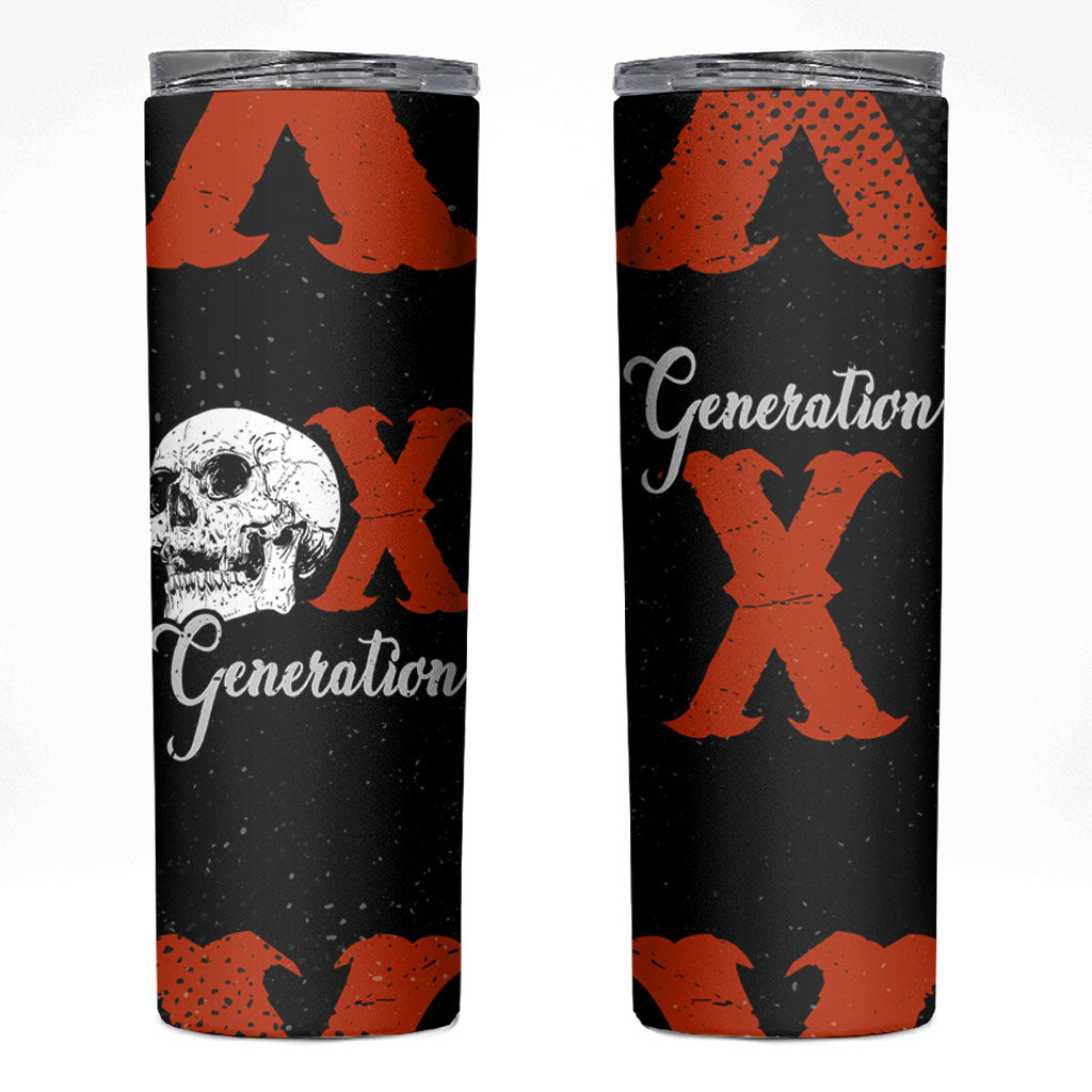 Generation X Skull Skinny Tumbler Retro Distressed Grunge Edgy Nostalgia