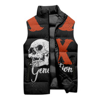 Generation X Skull Sleeveless Puffer Jacket Retro Distressed Grunge Edgy Nostalgia