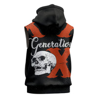 Generation X Skull Sleeveless Zip Hoodie Retro Distressed Grunge Edgy Nostalgia