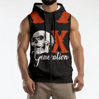 Generation X Skull Sleeveless Zip Hoodie Retro Distressed Grunge Edgy Nostalgia