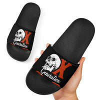 Generation X Skull Slide Sandals Retro Distressed Grunge Edgy Nostalgia