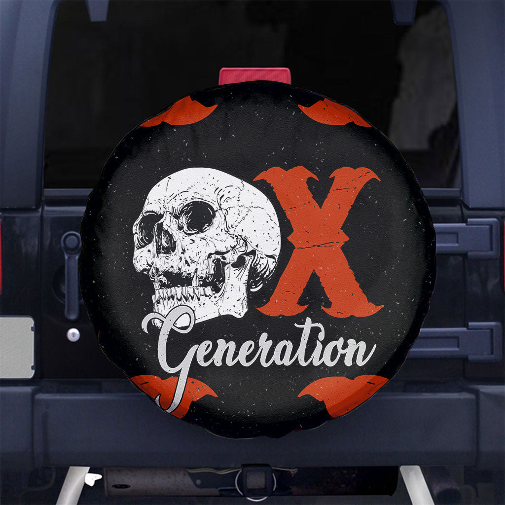 Generation X Skull Spare Tire Cover Retro Distressed Grunge Edgy Nostalgia
