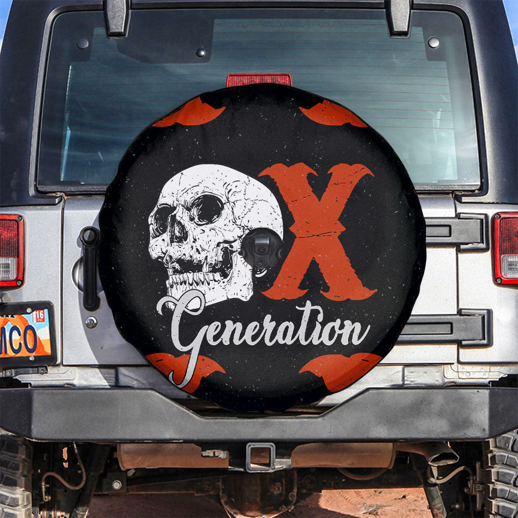 Generation X Skull Spare Tire Cover Retro Distressed Grunge Edgy Nostalgia