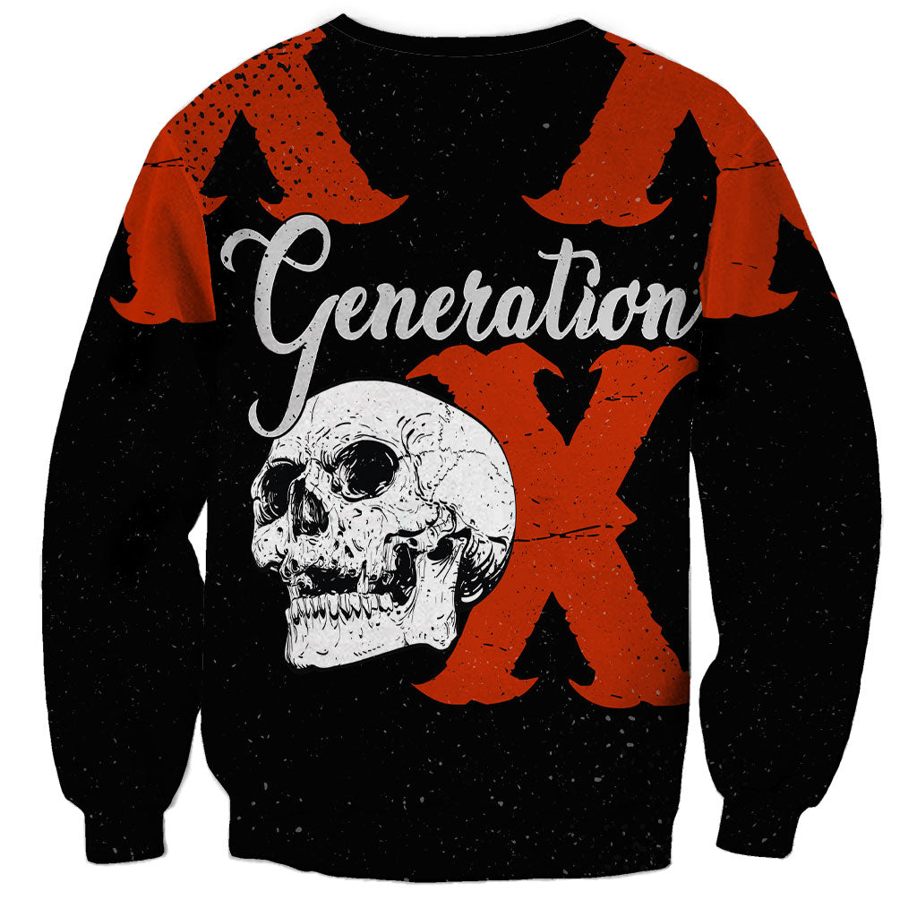 Generation X Skull Sweatshirt Retro Distressed Grunge Edgy Nostalgia
