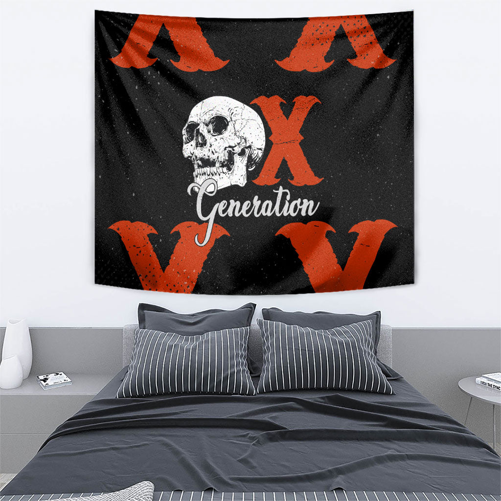 Generation X Skull Tapestry Retro Distressed Grunge Edgy Nostalgia