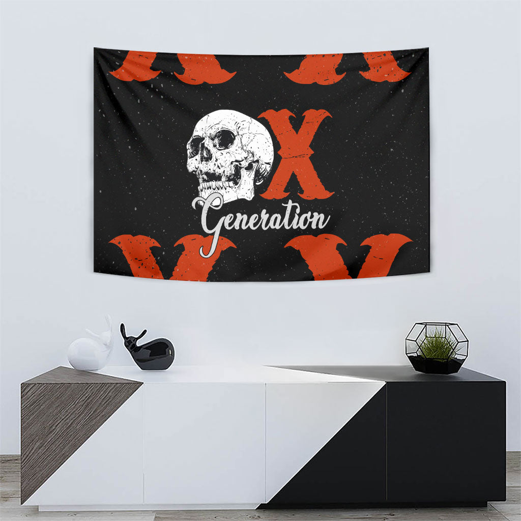 Generation X Skull Tapestry Retro Distressed Grunge Edgy Nostalgia