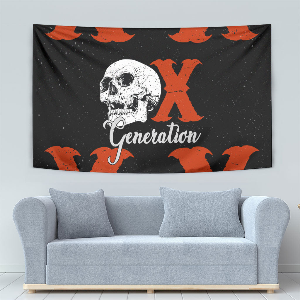 Generation X Skull Tapestry Retro Distressed Grunge Edgy Nostalgia