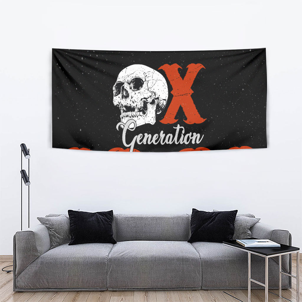 Generation X Skull Tapestry Retro Distressed Grunge Edgy Nostalgia