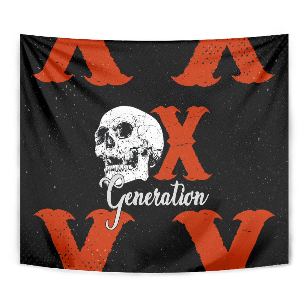 Generation X Skull Tapestry Retro Distressed Grunge Edgy Nostalgia