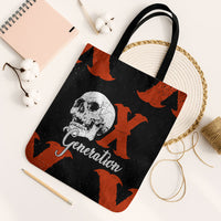 Generation X Skull Tote Bag Retro Distressed Grunge Edgy Nostalgia