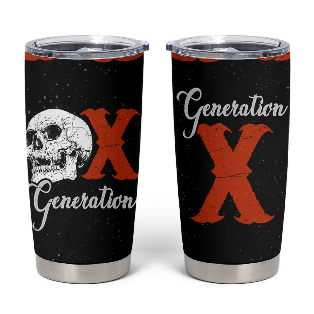 Generation X Skull Tumbler Cup Retro Distressed Grunge Edgy Nostalgia