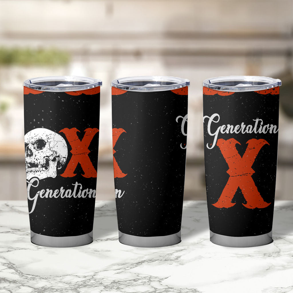 Generation X Skull Tumbler Cup Retro Distressed Grunge Edgy Nostalgia