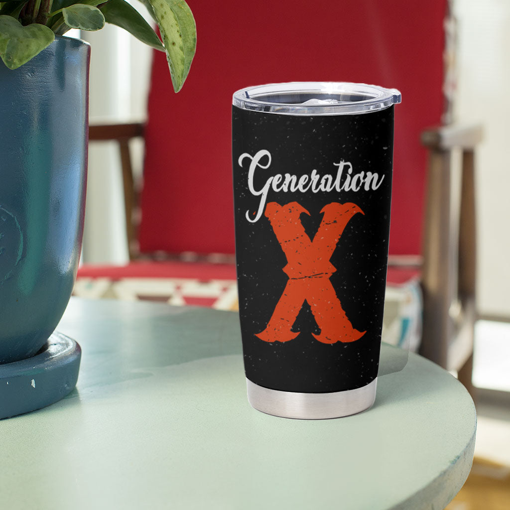 Generation X Skull Tumbler Cup Retro Distressed Grunge Edgy Nostalgia