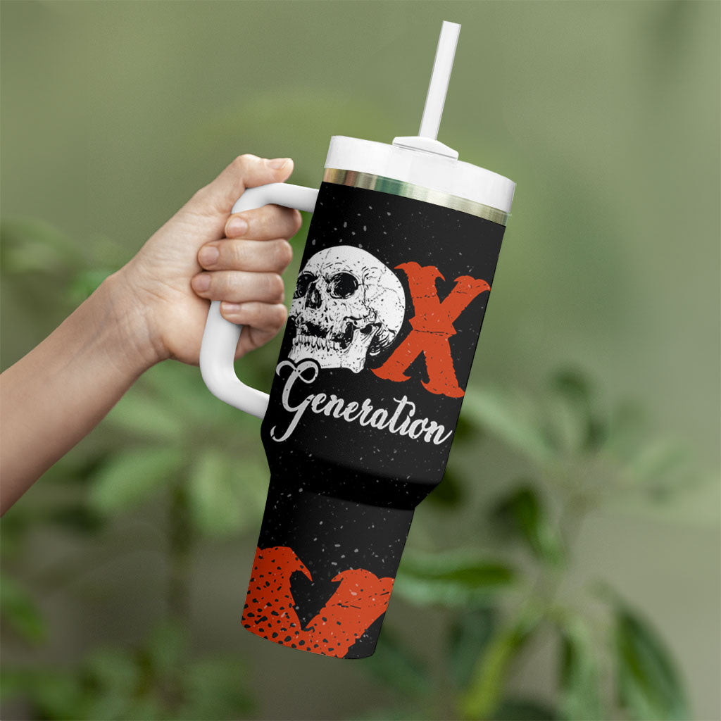Generation X Skull Tumbler With Handle Retro Distressed Grunge Edgy Nostalgia