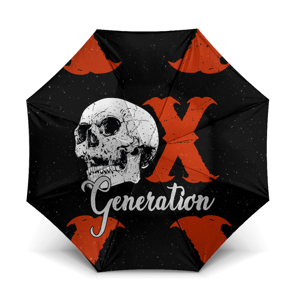 Generation X Skull Umbrella Retro Distressed Grunge Edgy Nostalgia