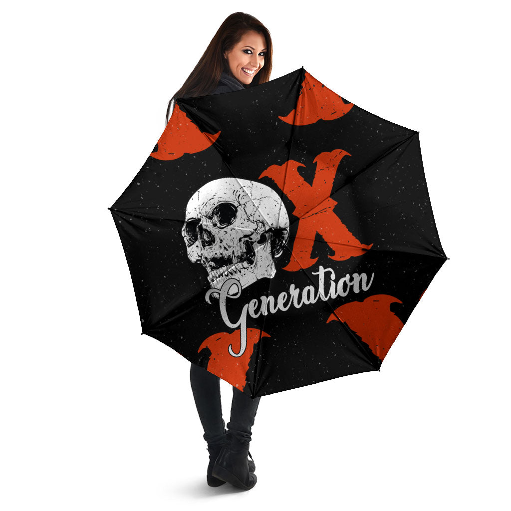Generation X Skull Umbrella Retro Distressed Grunge Edgy Nostalgia