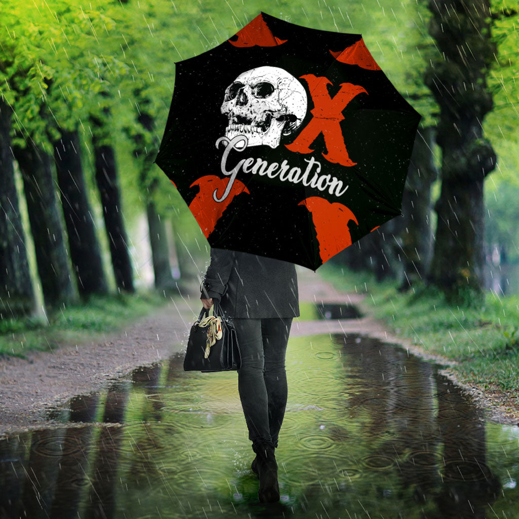 Generation X Skull Umbrella Retro Distressed Grunge Edgy Nostalgia