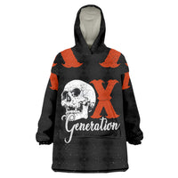 Generation X Skull Wearable Blanket Hoodie Retro Distressed Grunge Edgy Nostalgia