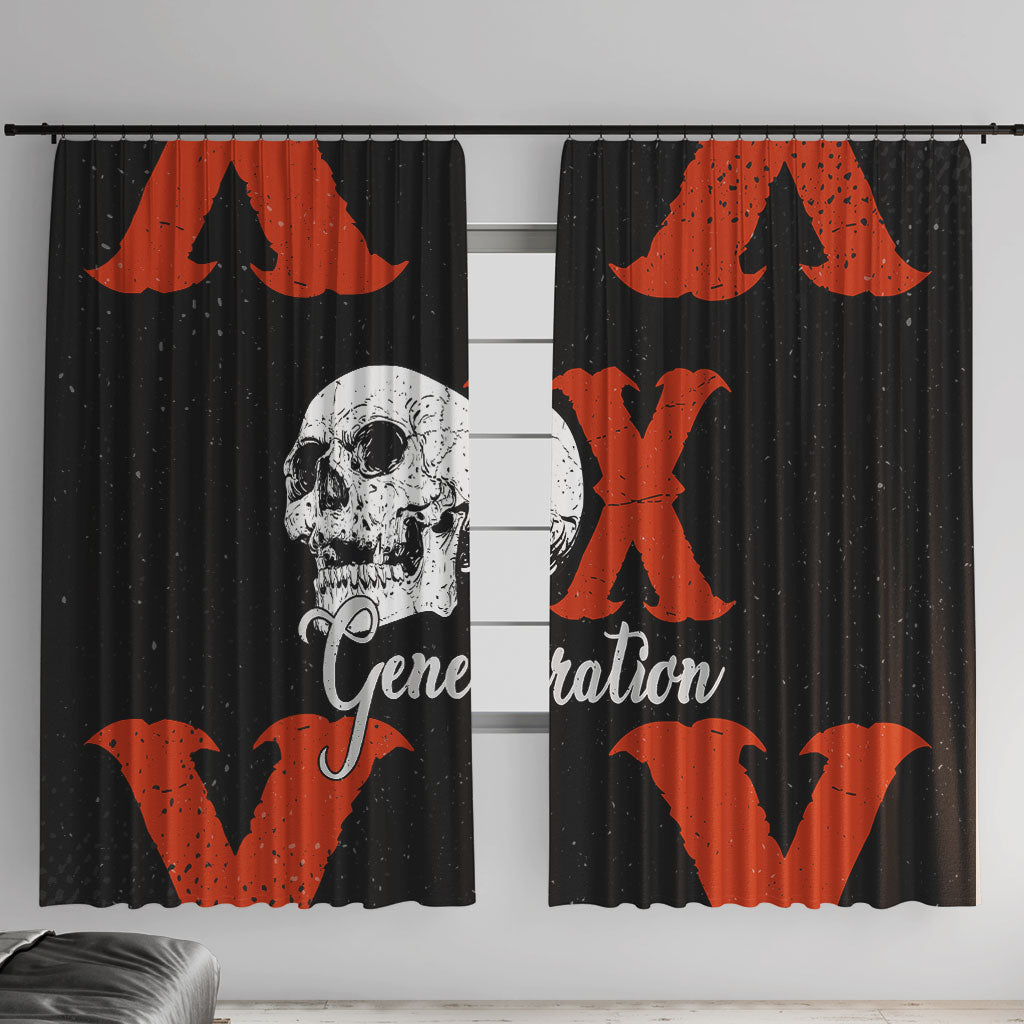 Generation X Skull Window Curtain Retro Distressed Grunge Edgy Nostalgia