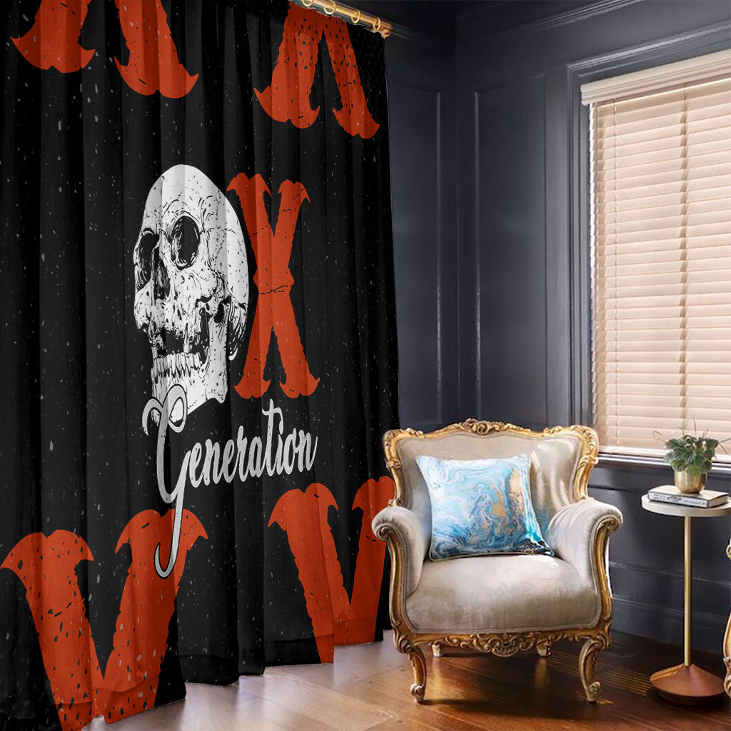 Generation X Skull Window Curtain Retro Distressed Grunge Edgy Nostalgia